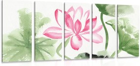Quadri 5 pezzi – Fiore di loto ad acquerello