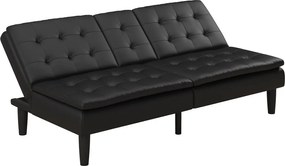 Divano letto nero in similpelle 191 cm Maine - Støraa