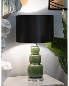 Lampada da tavolo grigio-verde con paralume in tessuto (altezza 57 cm) Eva - Mauro Ferretti