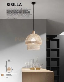 Lampadario a sospensione sibilla legno naturale 1 luce attacco e27 ...