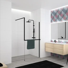 Walk-in eli design L 140 x H 200 cm, vetro 8 mm nero