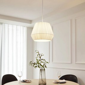 Lampada a sospensione Lindby Vitore, Ø 40 cm, tessuto, bianco