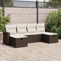 Set Divano da Giardino 6 pz con Cuscini Marrone in Polyrattan 3325429