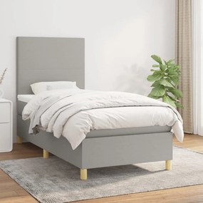 Giroletto A Molle Con Materasso Grigio Chiaro 90x190 Cm Tessuto /
