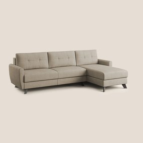 Callisto Divano letto angolare con penisola in tessuto morbido impermeabile T02 beige