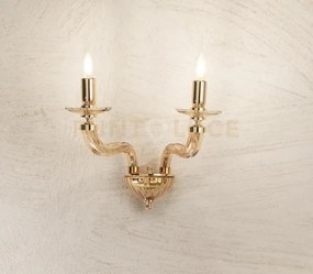 Applique villa 2 luci trasparente e oro  attacco e14