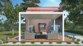 Pergola motorizzata BIOCLIMATICA in alluminio struttura bianco L 400 x P 300 x H 250 cm