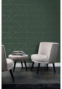 Carta da parati Geometrie verde scuro, 53 cm x 10.05 m