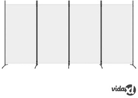 vidaXL Divisorio a 4 Pannelli Bianco 346x180 cm Tessuto
