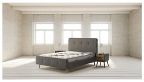 Comodino grigio-marrone in legno di pino massiccio Baku - Marckeric