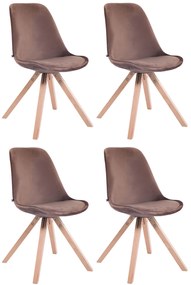 Set 4 Sedie Toulouse İn Velluto Square / Schwarz / Natura
