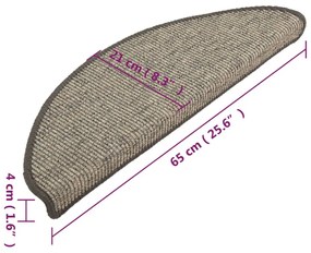 Tappetini Autoadesivi per Scale 15 pz Grigi e Beige 65x21x4 cm
