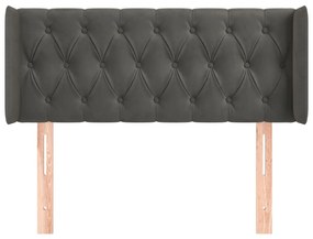 Testiera ad orecchio grigio scuro 103x16x78/88 cm in velluto