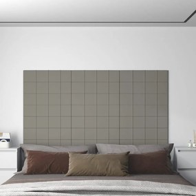 Pannelli Murali 12 Pz Grigio Chiaro 60x15 Cm Velluto 1,08 M² /