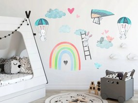 Adesivo murale Coniglietti ed arcobaleno 100 x 200 cm