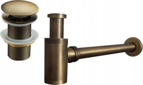 Mexen mezzo sifone lavabo rotondo con tappo clic-clac, senza troppopieno, bronzo antico - 7991050-30