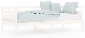 Dormeuse bianca in legno massello di pino 90x190 cm