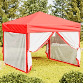 Tenda Per Feste Pieghevole Con Pareti Laterali Rosso 3x3 M /