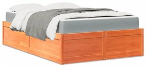Letto Con Materasso Marrone Cera 120x200cm Legno Massello Pino /