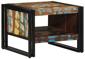 Tavolino Salotto Multicolore 50x50x38cm Legno Massello Recupero /