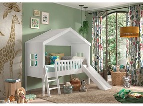 Bílá domečková/vyvýšená dětská postel z borovicového dřeva 90x200 cm Housebed – Vipack