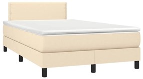 Letto a molle con materasso e led crema 120x190 cm in tessuto