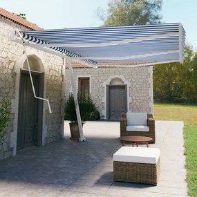 Tenda Da Sole Autoportante Automatica 600x350 Cm Blu Bianca /