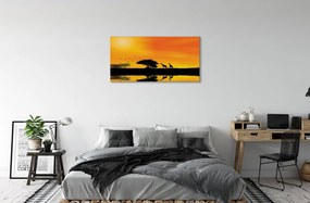 Quadro su tela Giraffe West Tree Lake 100x50 cm