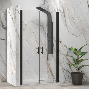 Porta doccia saloon 105-110 cm profili neri altezza 200h | KSAL2800AN - KAMALU