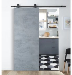 Porta scorrevole Cemento in mdf grigio, L 92.5 x H 211.5 cm, con binario Industrial Reversibile