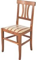 Sedia Artemisia Tommychairs, robusta struttura in legno di faggio color noce chiaro e seduta in tessuto lisere rosso