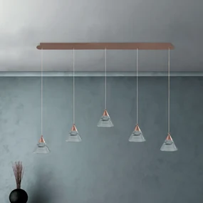 Sospensione Contemporanea Cony Metallo Oro Rosato Led 35W