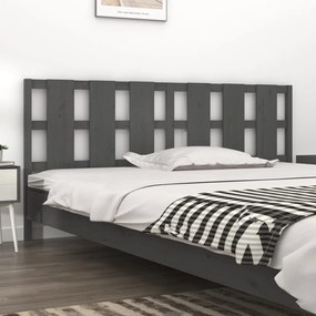 Testiera Per Letto Grigia 205,5x4x100 Cm Legno Massello Di Pino /