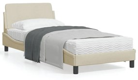 Giroletto Con Testiera Senza Materasso Crema 90x190 Cm Tessuto /