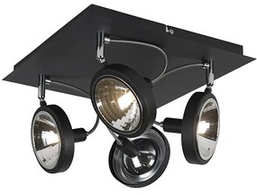 Faretto di design nero 4 luci orientabile - Nox