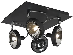 Faretto di design nero 4 luci orientabile - Nox