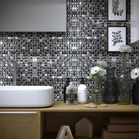 Mosaico in pietra Acero Black nero L 1.5 x L 30 cm, 11 pezzi