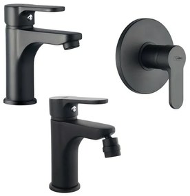 Set rubinetteria lavabo bidet e doccia incasso nero opaco Paco