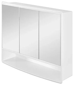 Specchio contenitore 60x50 cm bianco con 3 ante e ripiani interni