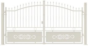 Cancello manuale elettrico Lavaredo in ferro, apertura centrale, L 358.5, H 165-195 cm, di colore bianco