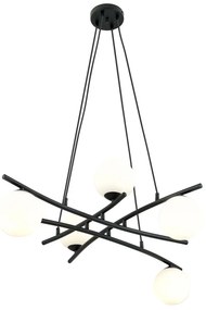 Lampadario Moderno Cadmo Acciaio Nero Bianco 5 Luci E14 Ip20