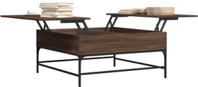 Tavolino salotto rovere marrone 95x95x45 cm multistrato metallo