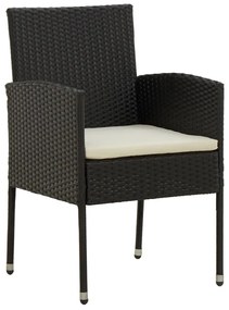 Set da pranzo per esterni 7 pz in polyrattan nero