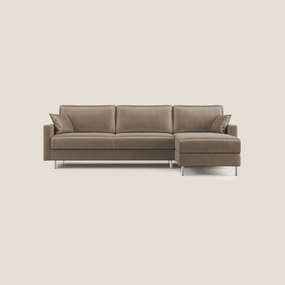 Andromeda divano letto angolare in velluto morbido impermeabile T01 marrone