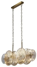 Wagon wheel 10lt bar pendant - metallo bronzo, vetro trasparente/ambra