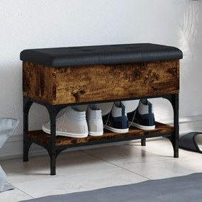 Panca Porta Scarpe Rovere Fumo 62x32x45 Cm İn Legno Multistrato /