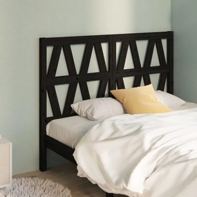 Testiera Per Letto Nera 146x4x100 Cm İn Legno Massello Di Pino /