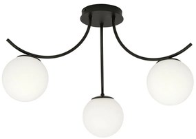 Lampadario da Soffitto in Acciaio e Vetro BOSTON 3 Nero 3xE14