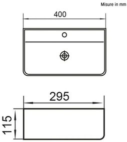 Lavabo Sospeso Rettangolare in Ceramica 40 x 29,5 cm Bianco Lucido