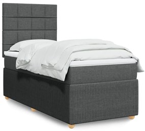 Giroletto A Molle Con Materasso Grigio Scuro 80x200 Cm Tessuto /